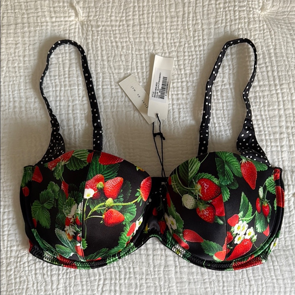 Fleur du Mal Strawberry Print Balconette Bra